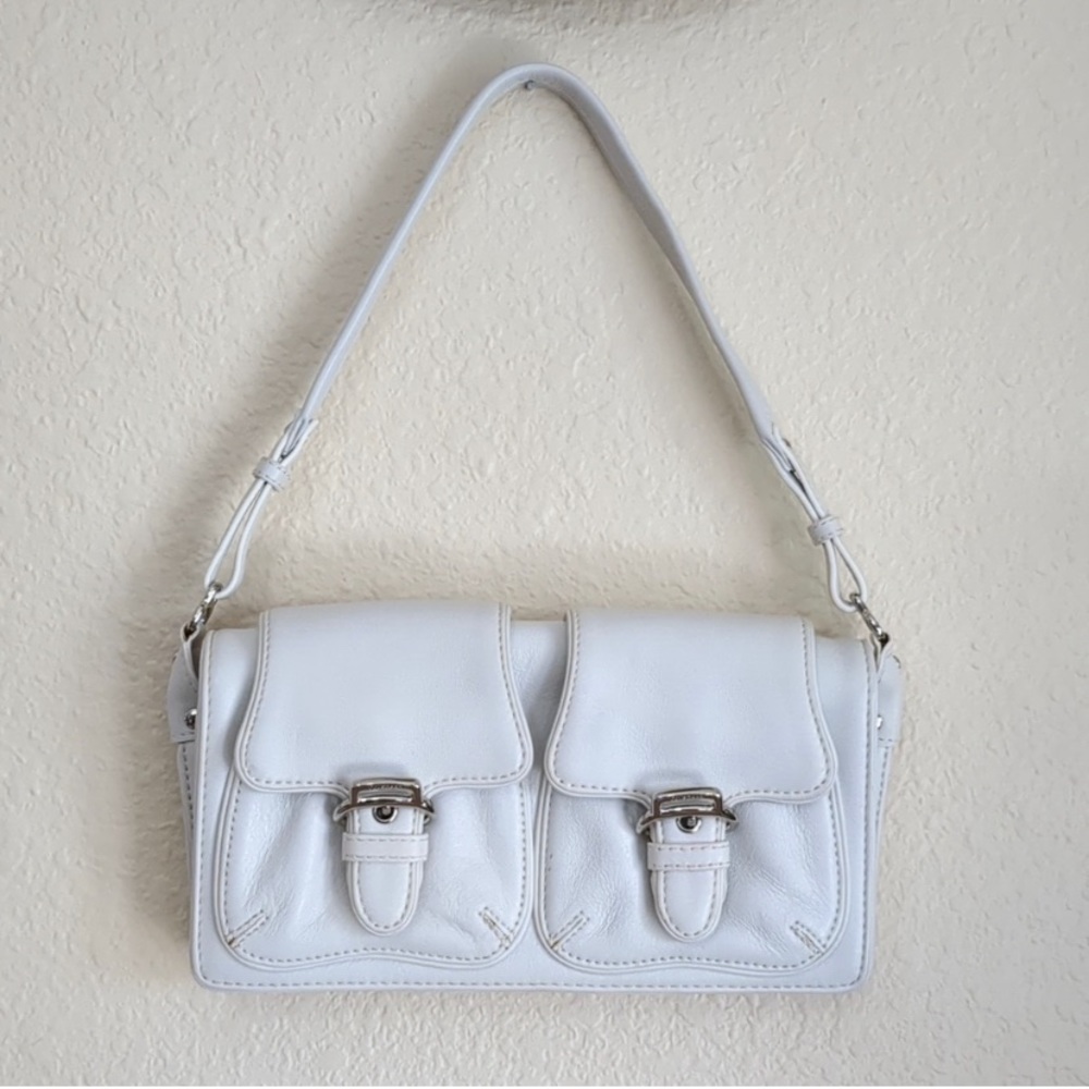 Cole Haan White Leather Flap Front Purse Bag